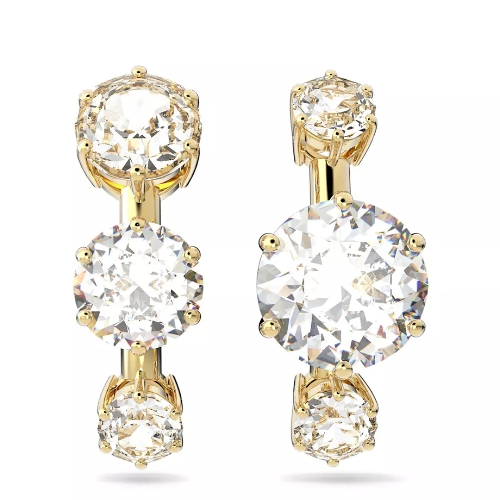 Swarovski Constella Brilliant Cut Crystals Earrings Gold-Tone Plated 5616919 NEW